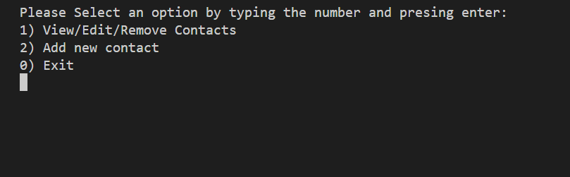Console Contact Manager